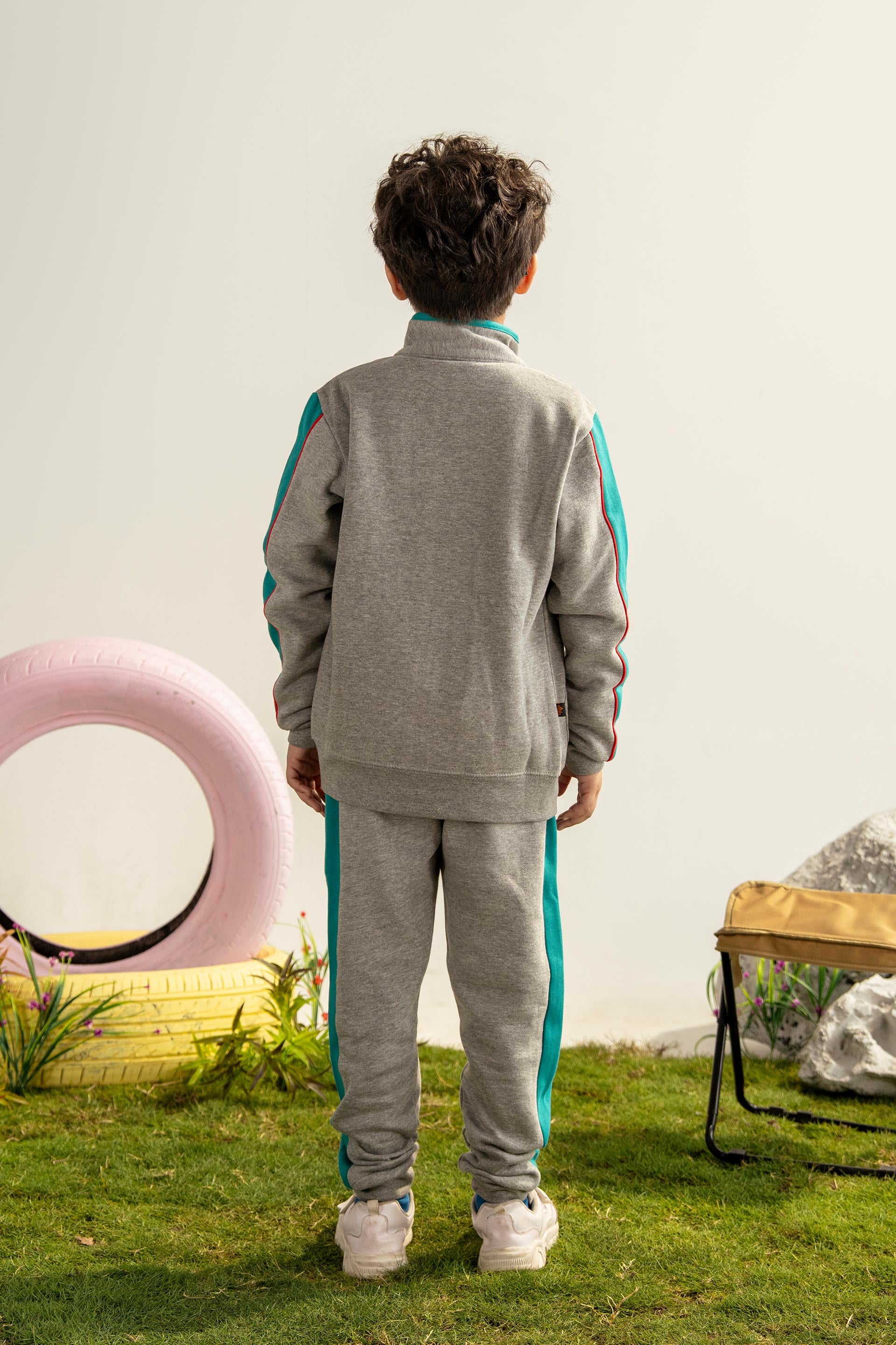 BOYS MOCK NECK ZIPPER CORD SET