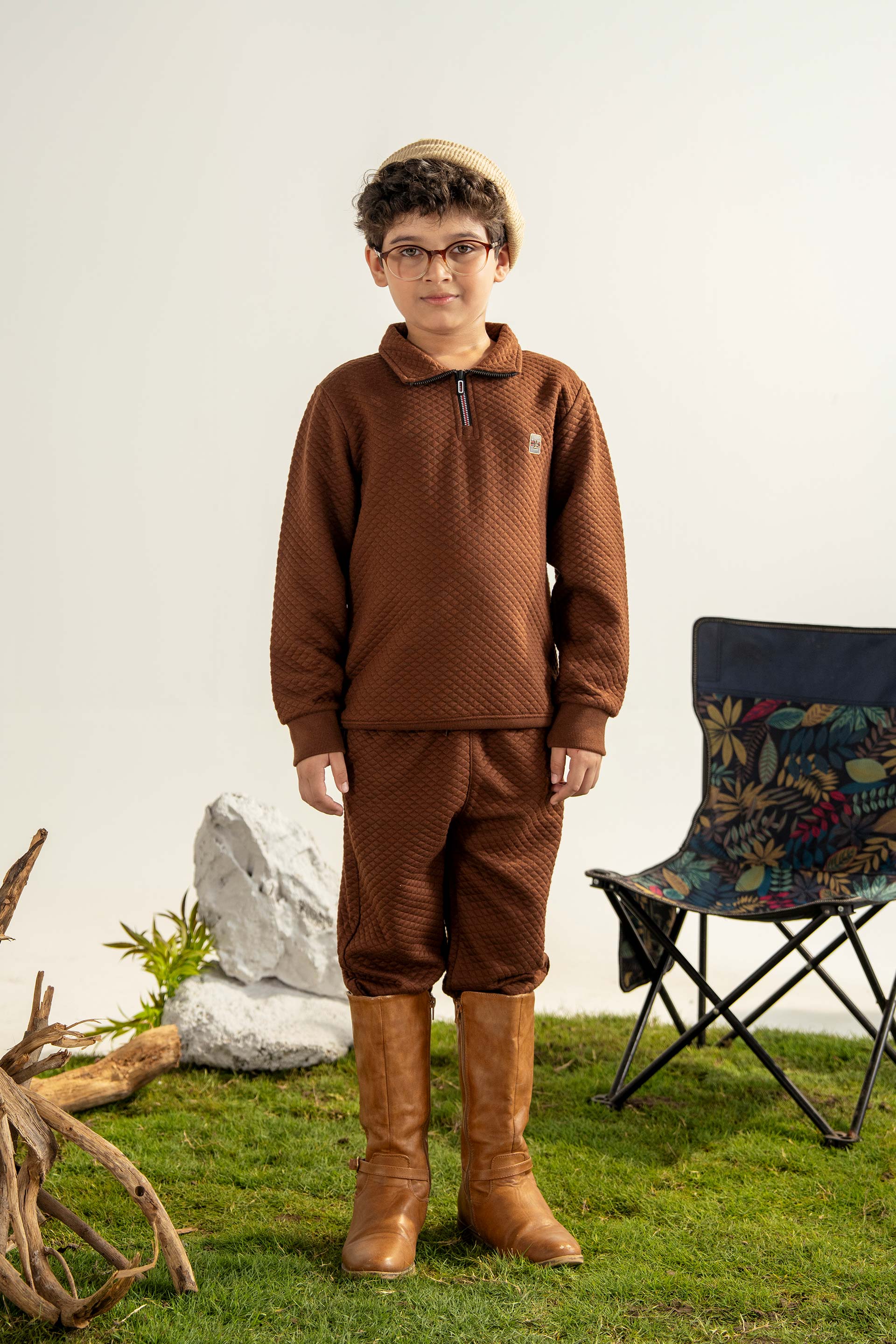 JACQUARD HALF ZIPPER CORD SET