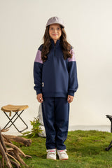 GIRLS MOCK NECK HAF ZIP CORD SET